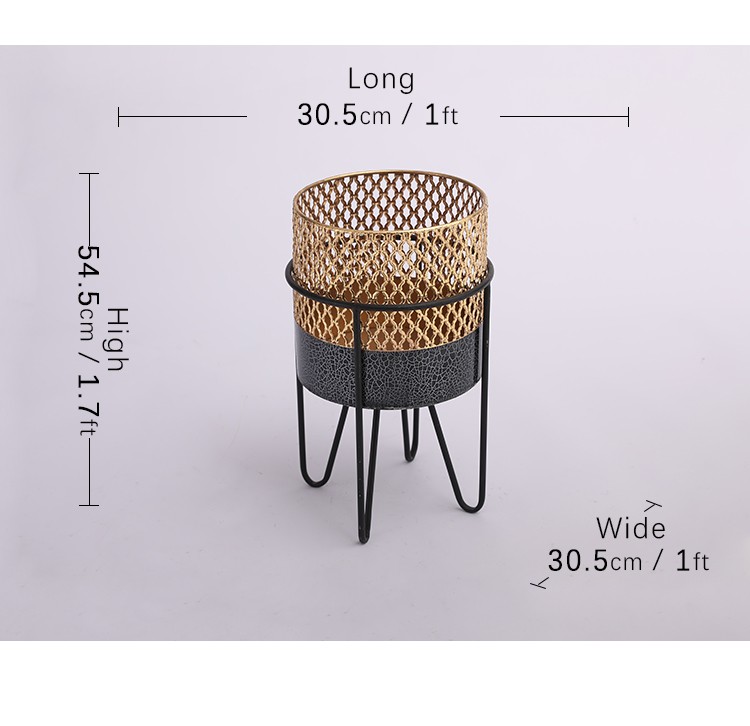 现代镂空复古工艺金色家居花架花盆详情图2