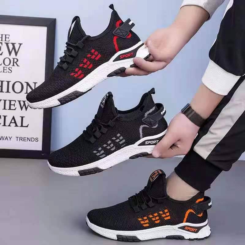 Breathable Fashion Fly-Woven Casual Sports Shoes Lace-Up Multi-Color Shock Absorption Shoes Men's Shoes Women's Shoes Board Shoes Coconut Shoes Durable Cool Non-Slip Shoes 44227-1144