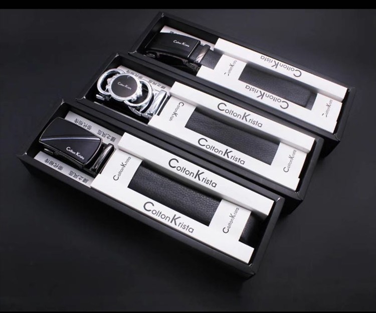 Wholesale of leisure belts, alloy automatic buckle super-fine belt, men's box, store gift box packaging belt, street stall supply Specification drawing