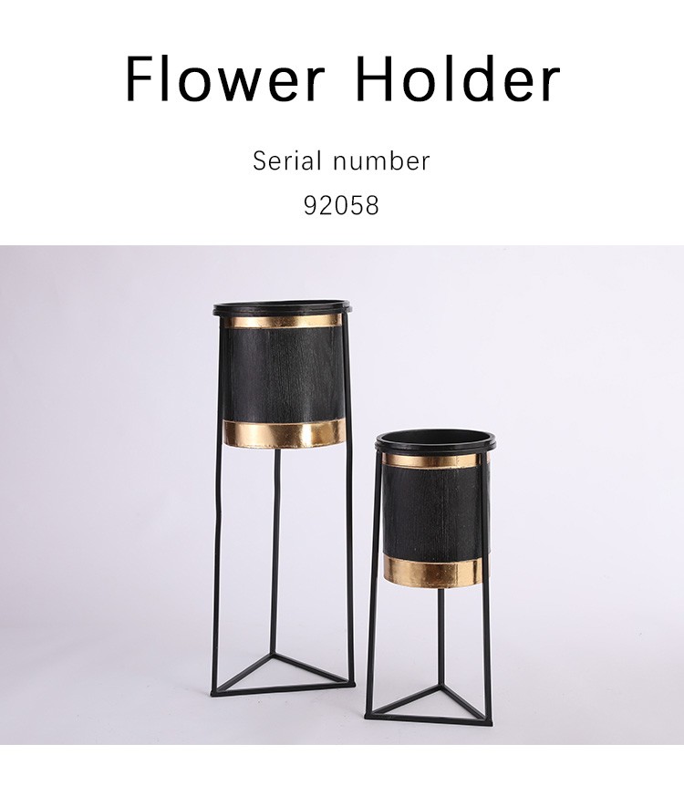 轻奢黑金色欧洲风格家居花架详情图1