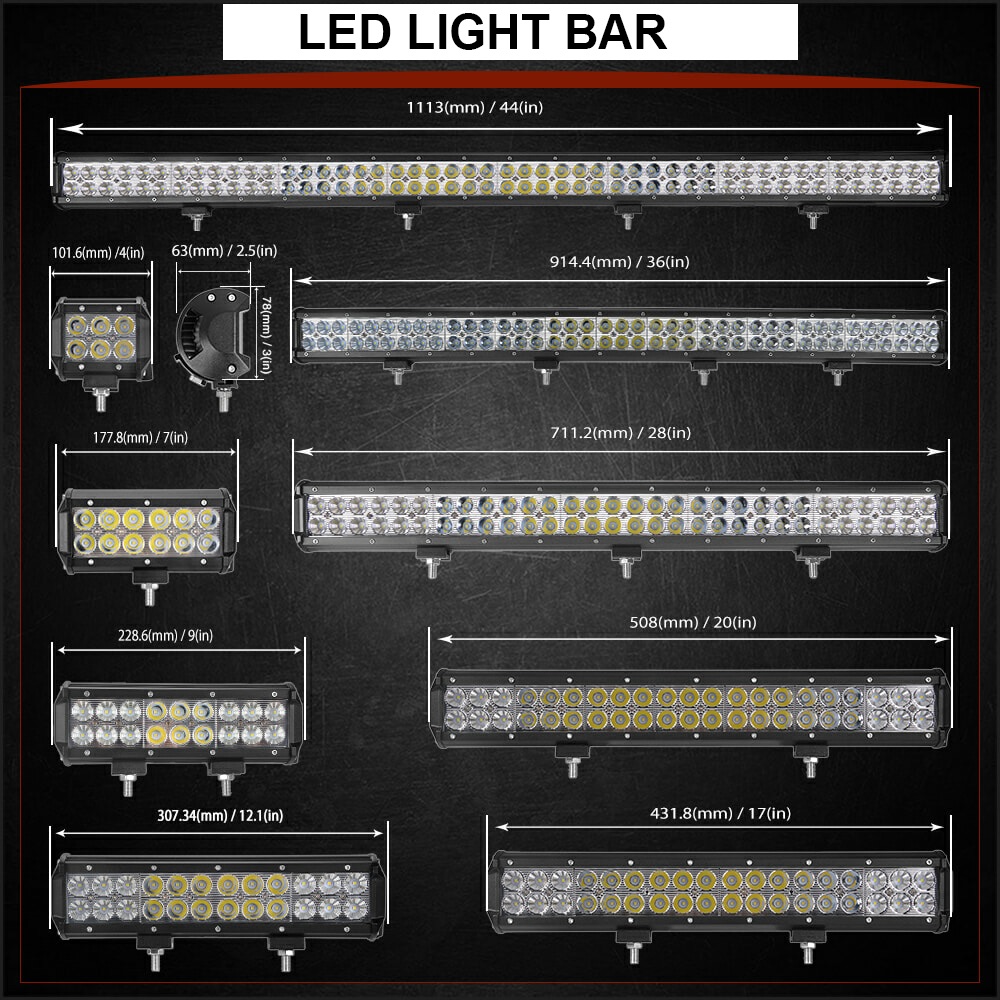 Automotive LED long strip lights: 18W, 36W, 72W, 108W, 126W three-mesh