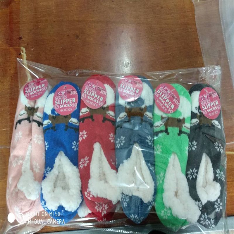 华泓袜业NO30厂家直销热卖款爆款袜子毛线圆口长筒加厚防滑地板袜