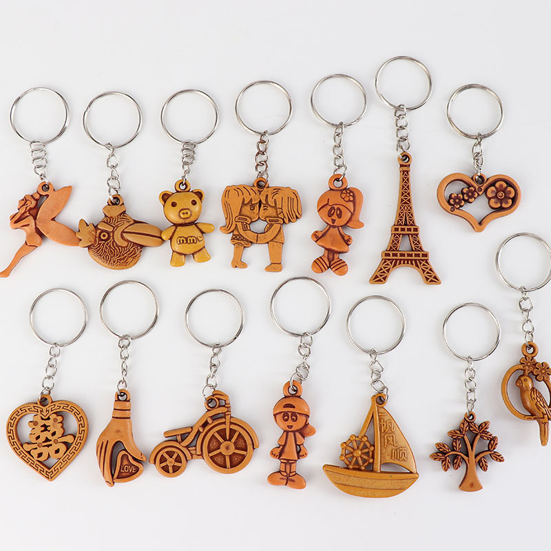 Super cute very creative wood imitation wood key chain mobile phone chain series mixed with a variety of expressions mixed 287483