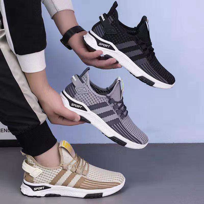 Breathable Fashion Fly-Woven Casual Sports Shoes Lace-Up Multi-Color Shock Absorption Shoes Men's Shoes Women's Shoes Board Shoes Coconut Shoes Durable Cool Non-Slip Shoes 44227-1171