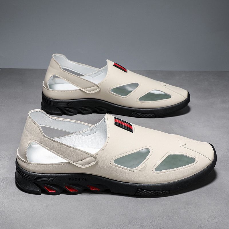 Summer beach crocs, anti-slip, breathable, fashionable and hollowed-out Korean style couple garden shoes, men's flip-flops 168