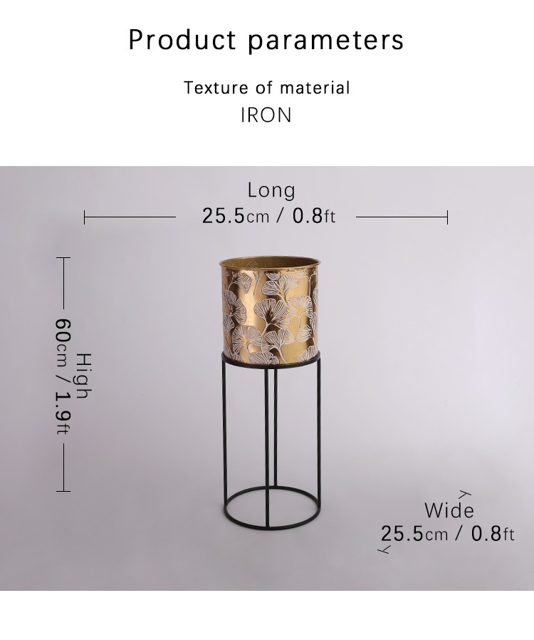 热销复古贴金箔雕花金色花架花盆详情图2