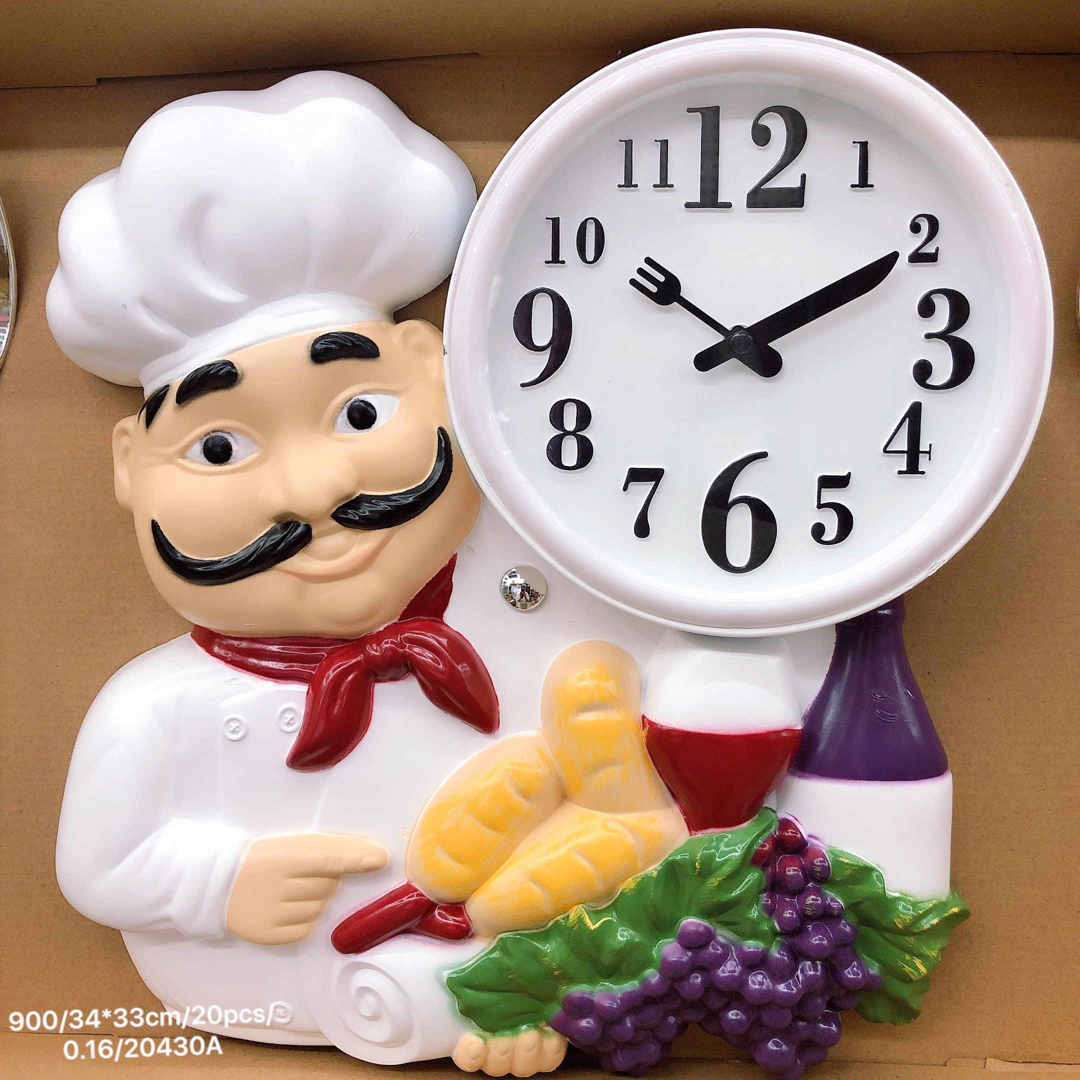 美式乡村厨师挂钟厨房餐厅静音时钟复古个性艺术装饰挂表