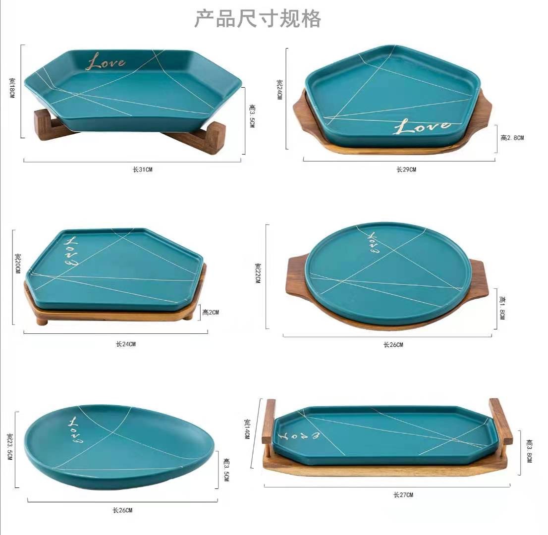 北欧轻奢陶瓷餐具哑光法拉绿绿陶瓷碗沙拉碗西餐盘子牛排盘详情图8