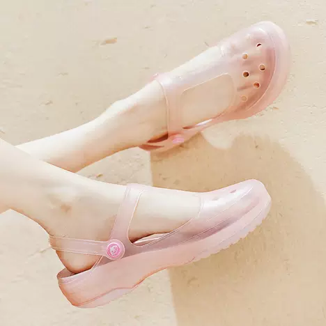 Thick-soled clogs, anti-slip half-toe summer beach ins trendy women's slippers 187