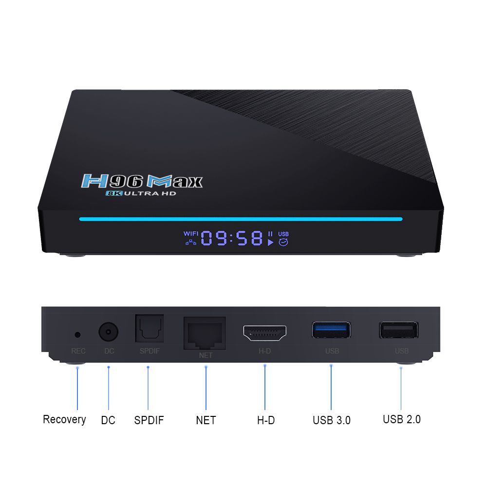 H96 Mx RK3566 WiFi Android 111.0 أجهزة تلفزيون بلوتوث 4.0. Item Picture