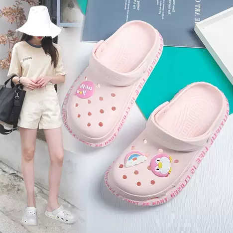 Thick-soled clogs, anti-slip half-toe, summer beach ins trendy women's slippers, 178