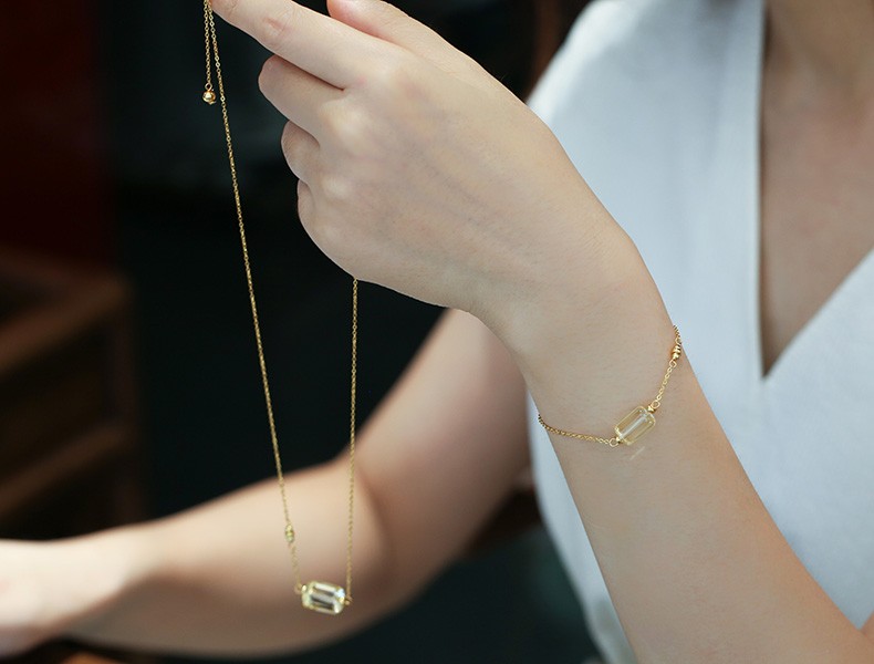 Qixi Festival Valentine's Day gift: Crystal set, natural purified water yellow crystal set, bracelet and necklace set, for couples to send on behalf of others detail image 8
