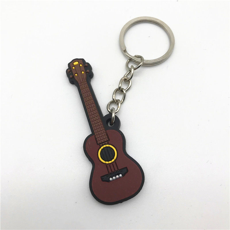 Instrument silicone keychain PVC soft rubber keyring Guitar violin 1