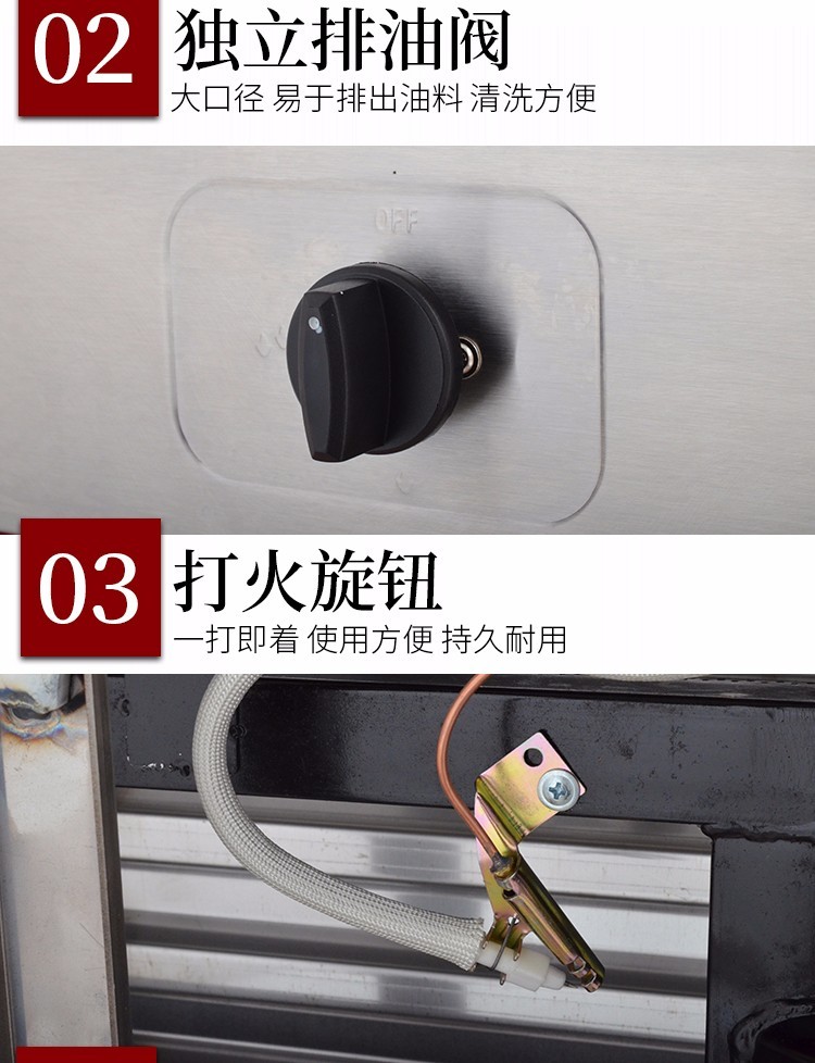 商用燃气炸炉FY-25V.R台式油炸锅炸薯条鸡排单缸单筛炸炉设备详情图8