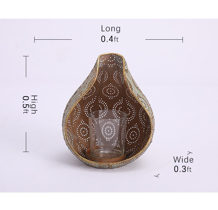 复古风家居装饰桌子工艺品摆件金色镂空铁艺烛台详情图2