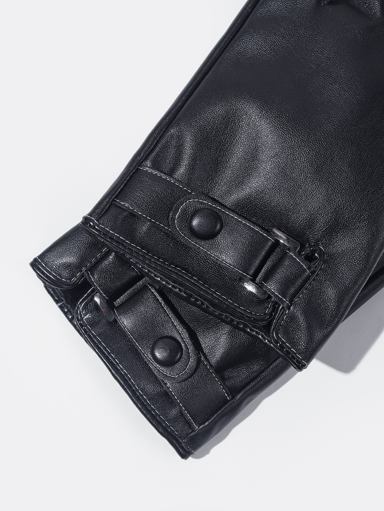 韩版男士皮手套触屏修手单皮薄款加绒保暖秋冬驾驶骑行机车假皮手套详情图3