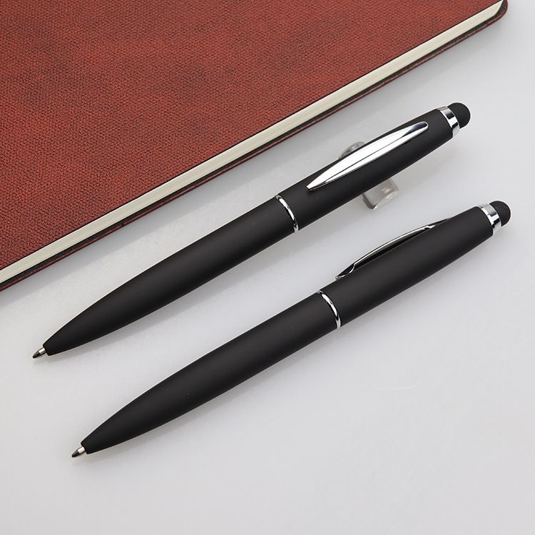Office gift metal ballpoint pen, touch screen rubber pen, multi-functional gift advertising logo ballpoint pen, two-in-one metal pen Specification image