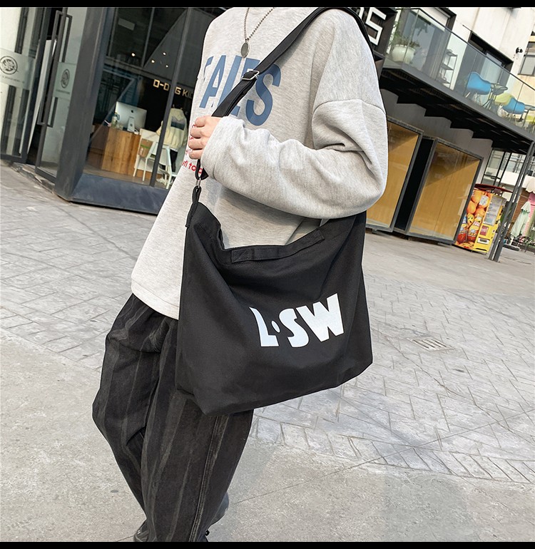 Crossbody Bag Male Fashion Brand Large Capacity Canvas Bag Lazy Style Bag Japanese Ins Letters Student Backpack Female undefined