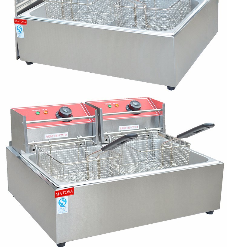 Single-cylinder double-sieve electric stove FY-83 commercial frying and fryer, French fries, fried chicken legs, fried chicken wings, fryer detail image 6