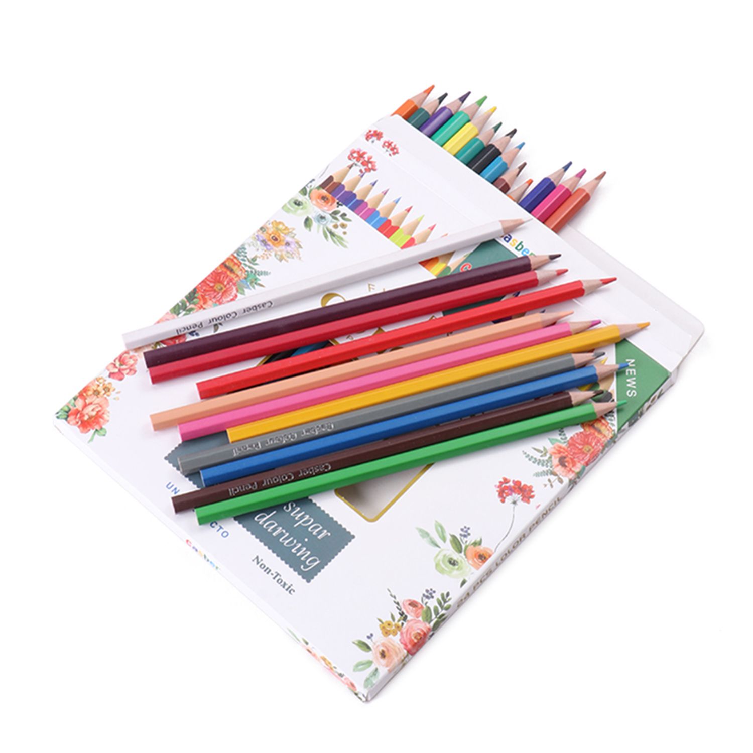 厂家专供学生绘画涂鸦铅笔 24色纸盒装 可批发定制LOGO详情图2