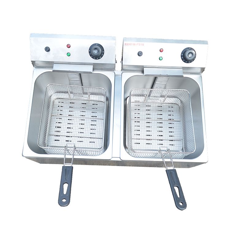 Commercial double-cylinder double-sieve electric fryer FY-11L-2A deep fryer for frying chicken wings and French fries Specification image