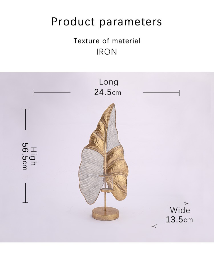 家居金色镂空仿树叶烛台摆件详情图3