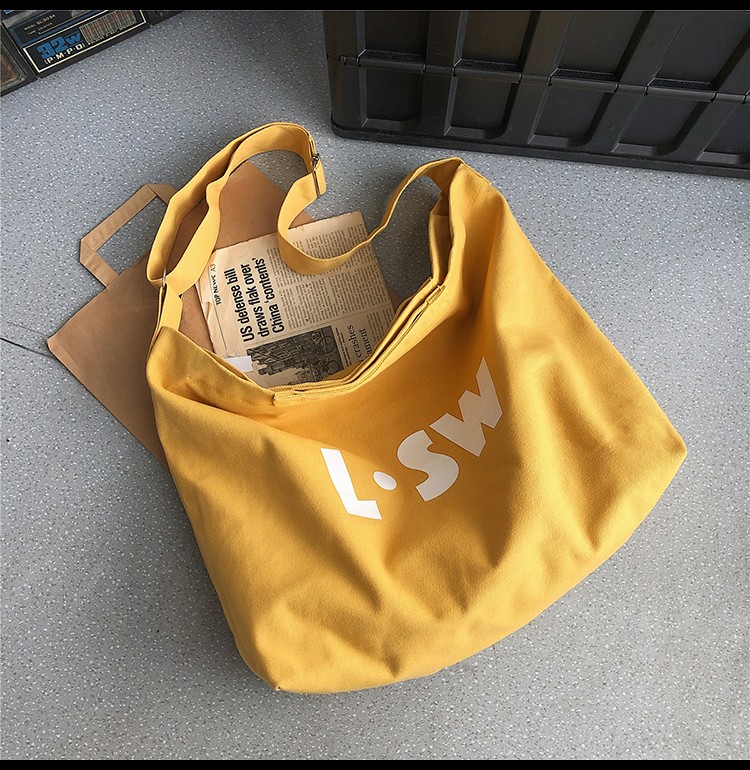 Crossbody Bag Male Fashion Brand Large Capacity Canvas Bag Lazy Style Bag Japanese Ins Letters Student Backpack Female undefined