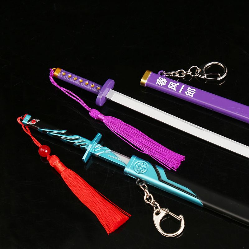 "National Trend Assassin Wu Wu Liu Qi Dao Jian Anime peripheral weapon Model with sheath prop, 22cm Magic Knife Plum Blossom keychain. Specification image