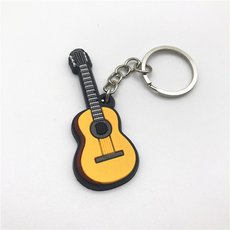 Instrument silicone keychain PVC soft rubber keyring guitar violin 6