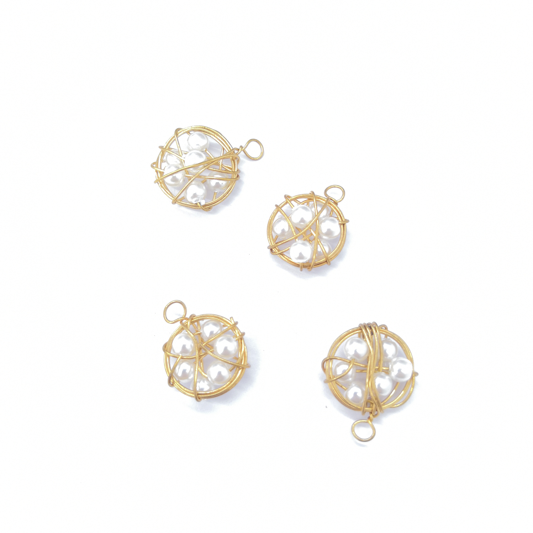 SW01701 Round copper wire wrapped round pearl