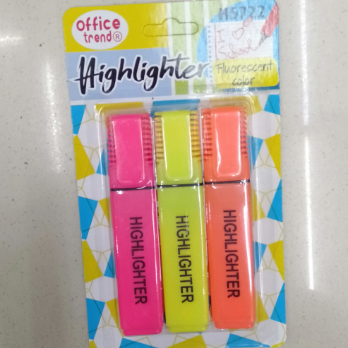 Ballpoint pens, highlighters, pencil sharpeners, erasers