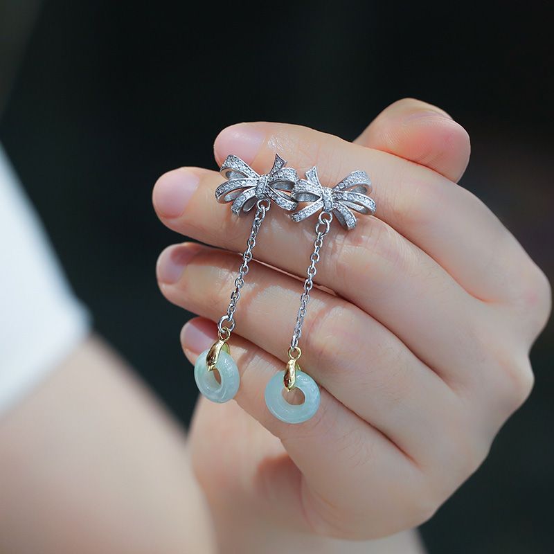 翡翠平安扣耳环产品图