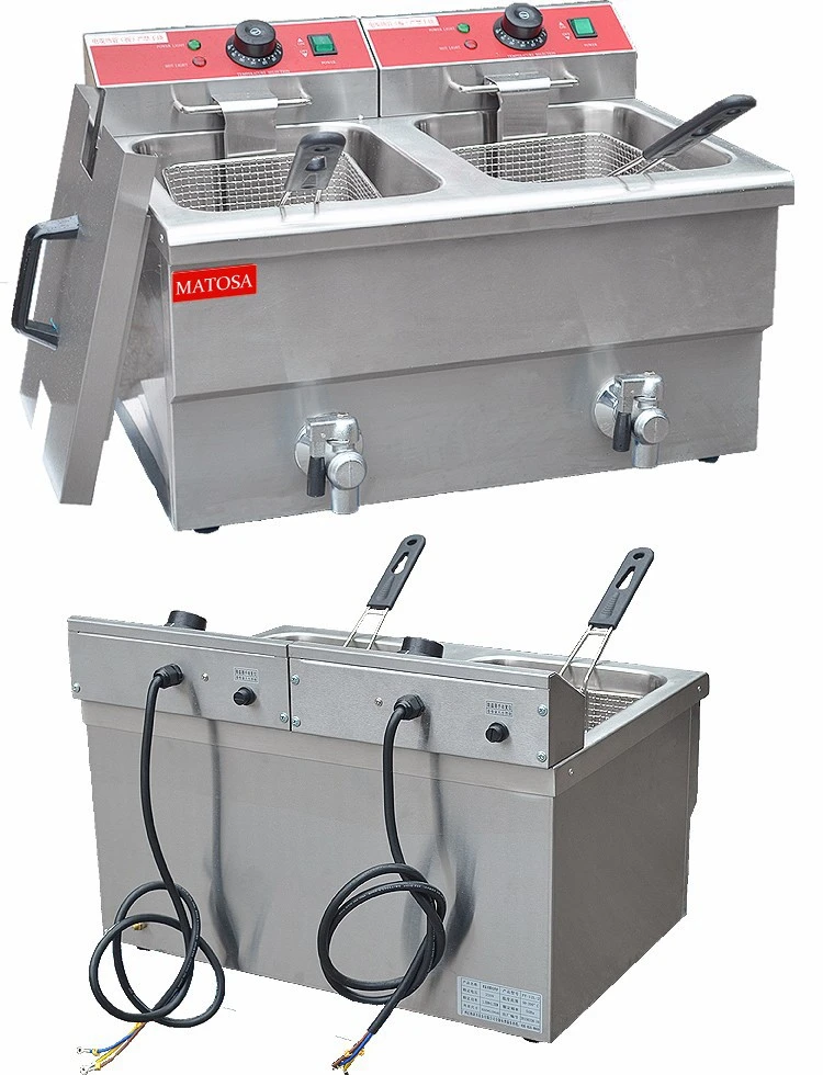 FY-12L-2 commercial double-cylinder double-sieve electric fryer for frying chicken wings, chicken legs and French fries detail image 6