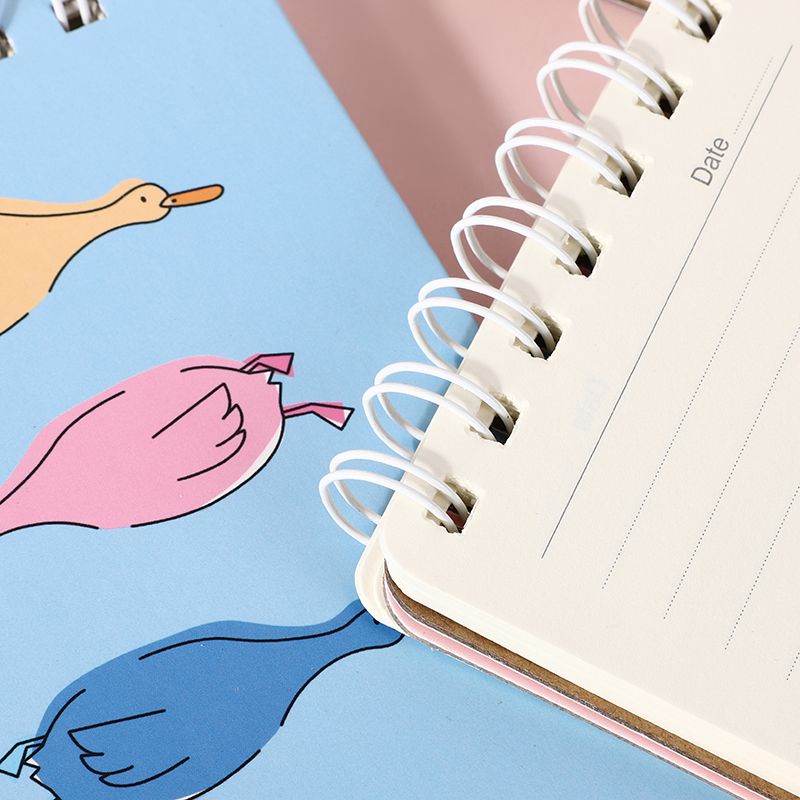 81707线圈本笔记本子大学初中生练习本侧翻A7螺旋加厚文具女生款卡通可爱创意文艺好看的简约日系白底实物图