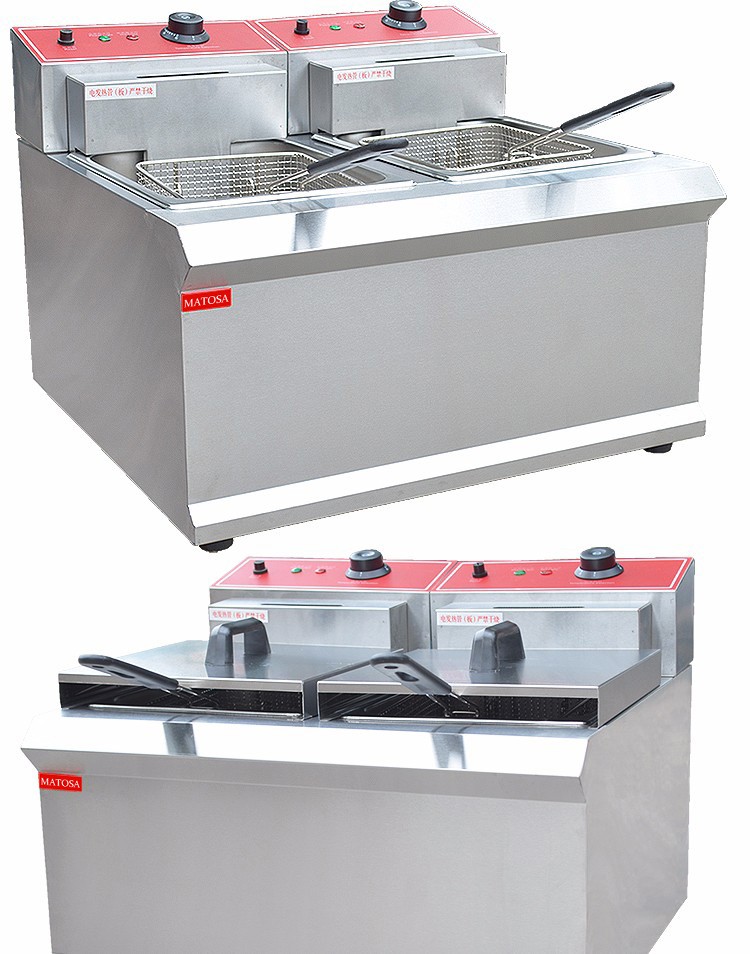 FY-902 Commercial double-cylinder double-sieve electric fryer with temperature limiter for frying chicken wings, fried chicken cutlets, fried chicken legs and French fries detail image 6