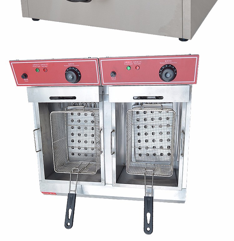 Commercial double-cylinder double-sieve electric fryer FY-904 for frying chicken wings, chicken cutlets and French fries detail image 7