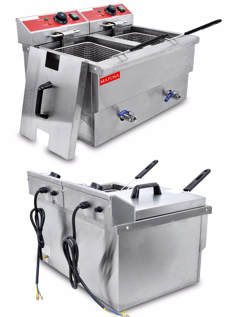 FY-13L-2 commercial double-cylinder double-sieve electric fryer for frying chicken wings, chicken legs and French fries detail image 5