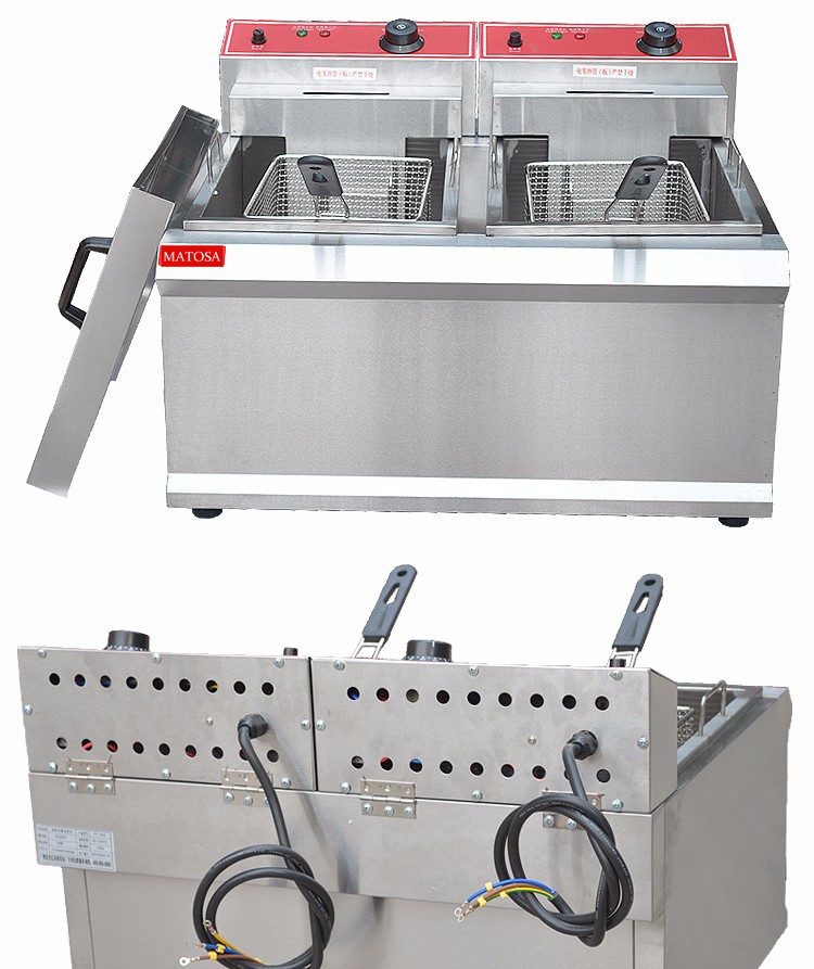 Commercial double-cylinder double-sieve electric fryer FY-904 for frying chicken wings, chicken cutlets and French fries detail image 6
