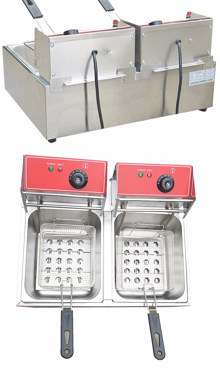 Doble cilindro doble pantalla freidora eléctrica FY-82 freidora comercial patatas fritas pollo frito aletas freidora pic 7