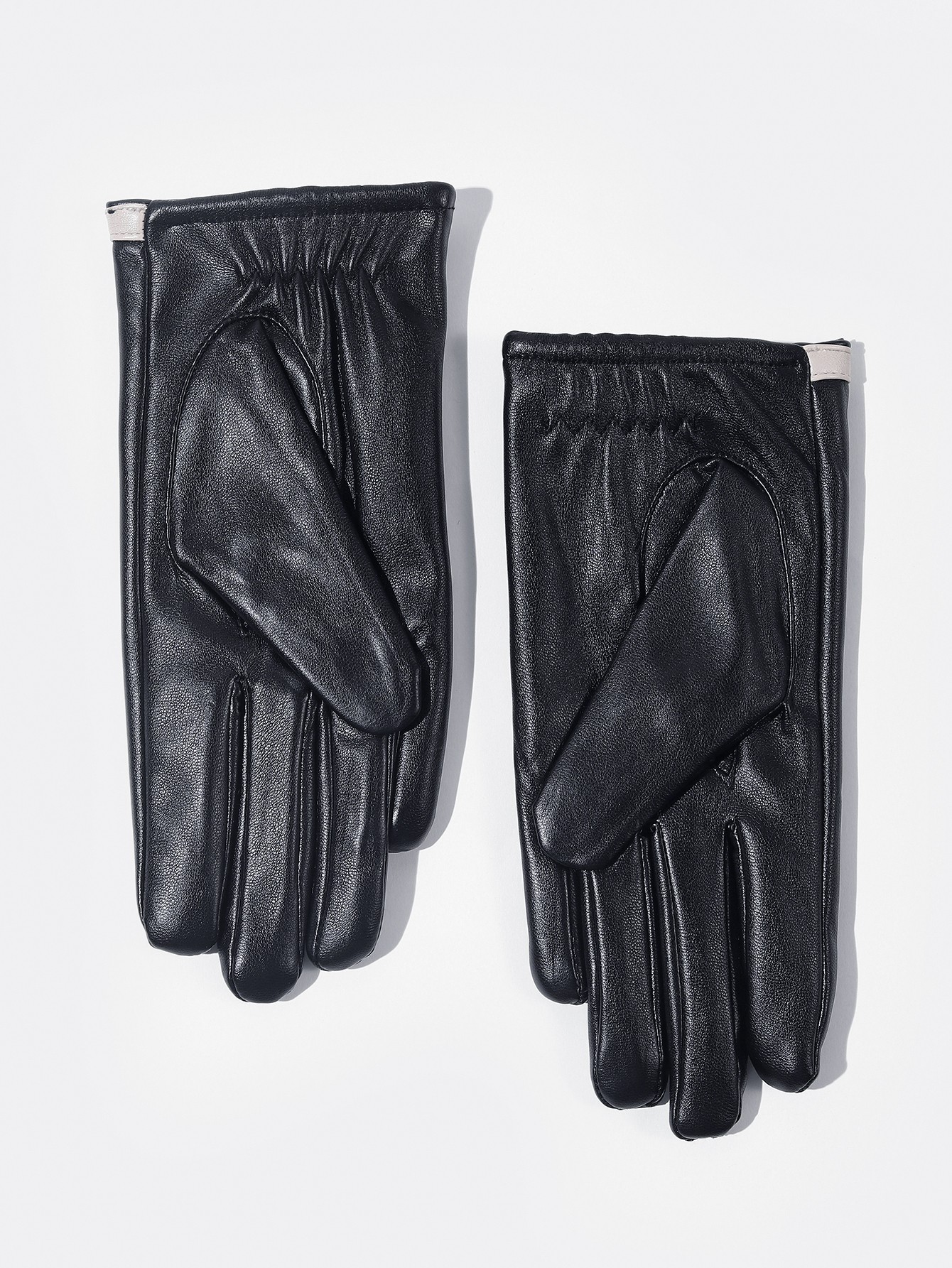 ins韩版秋冬时尚白色蝴蝶结加绒加厚保暖男女士假羊皮手套触屏真皮皮手套分指短款薄款详情图4