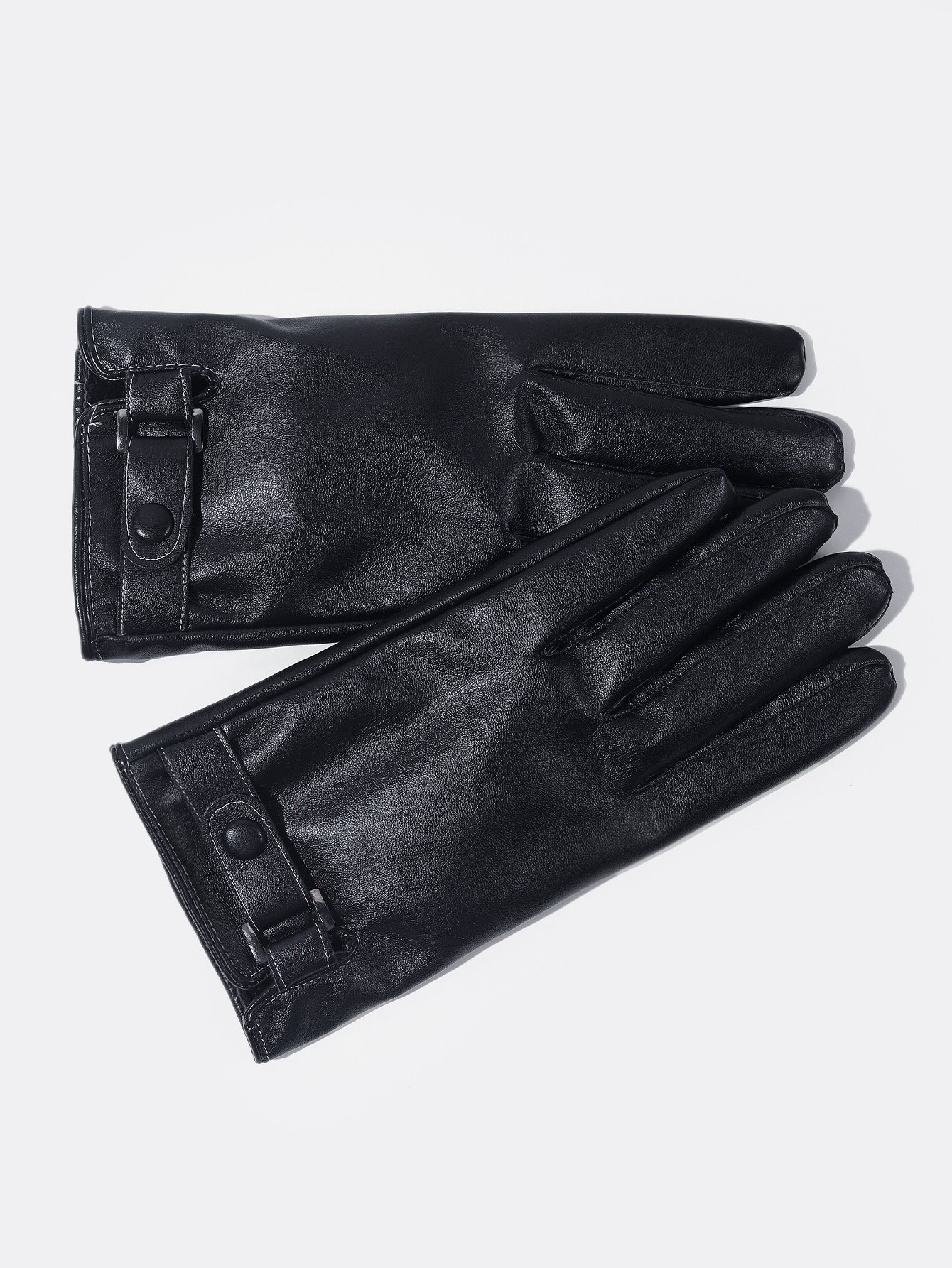 韩版男士皮手套触屏修手单皮薄款加绒保暖秋冬驾驶骑行机车假皮手套详情图2