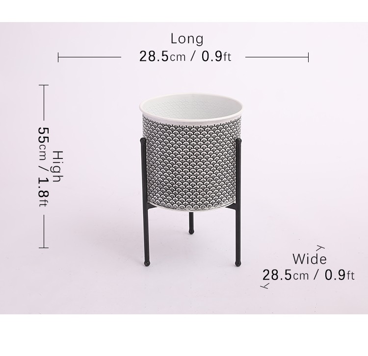 黑白花纹欧洲风格简约家居花架花盆详情图1