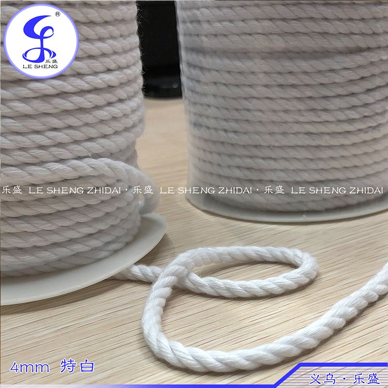 21 Yarn White 4Mm Three-Strand Twisted Rope Hand-Woven Rope Pure Cotton Environmental Soft And Delicate Tapestry Rope details Picture