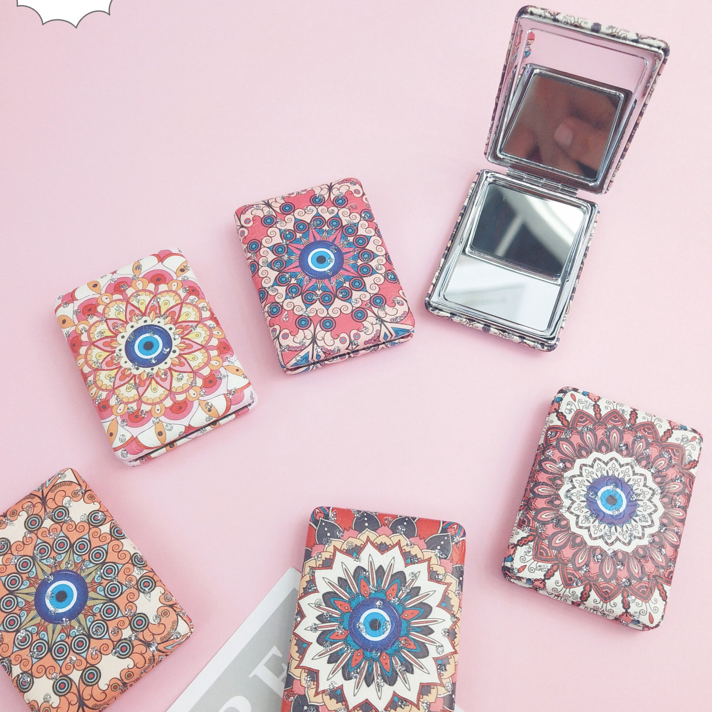Cartoon folding makeup mirror to take with you