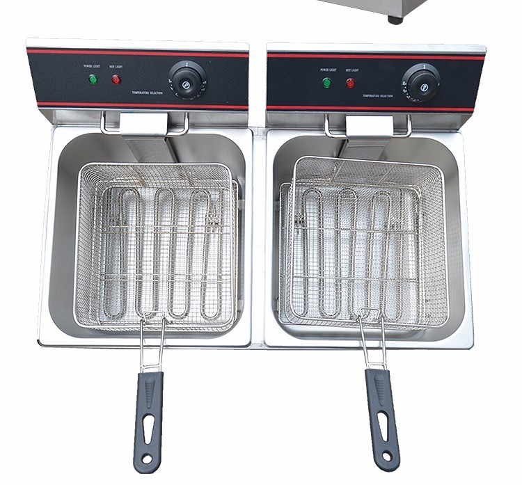 Commercial double-cylinder double-sieve electric fryer FY-11L-2 deep fryer for frying chicken wings and French fries detail image 7