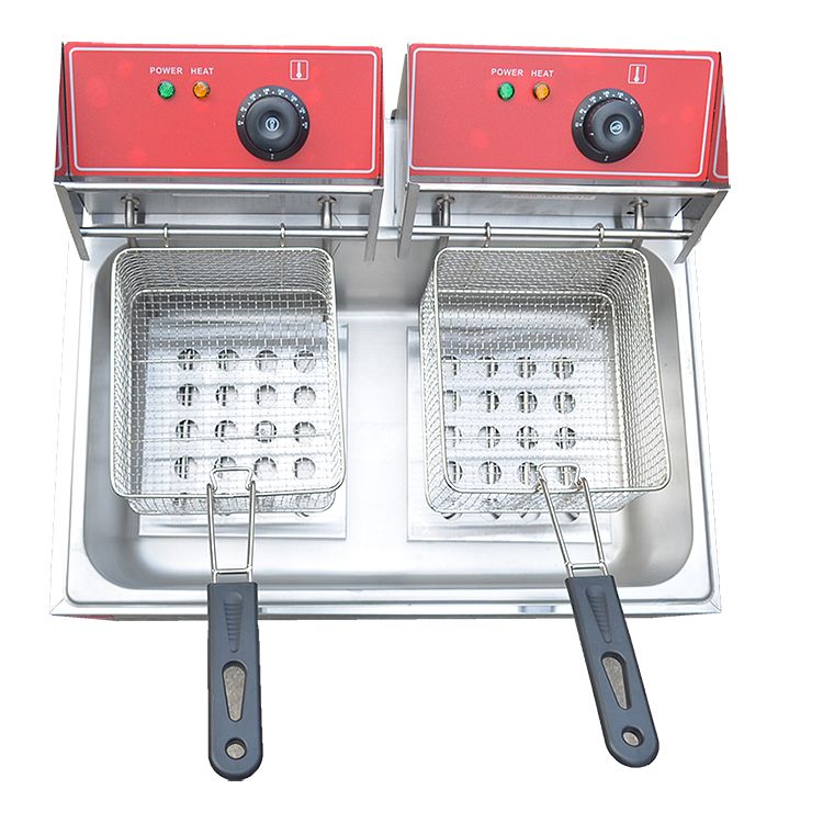 Single-cylinder double-sieve electric stove FY-83 commercial frying and fryer, French fries, fried chicken legs, fried chicken wings, fryer Specification image