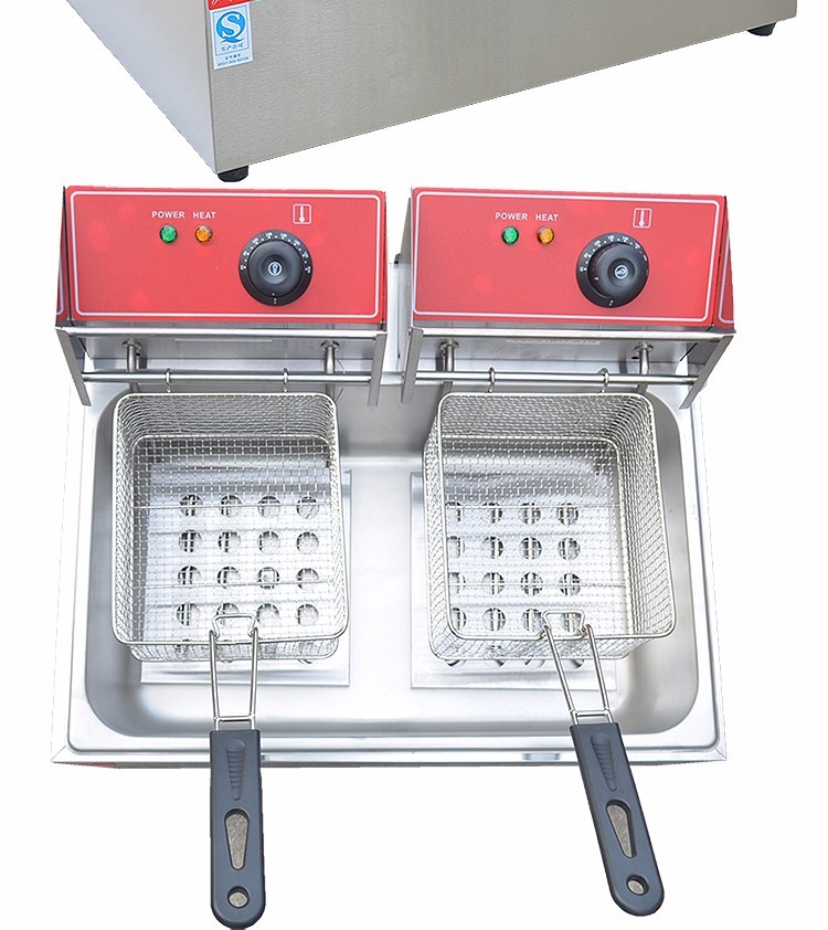Single-cylinder double-sieve electric stove FY-83 commercial frying and fryer, French fries, fried chicken legs, fried chicken wings, fryer detail image 7