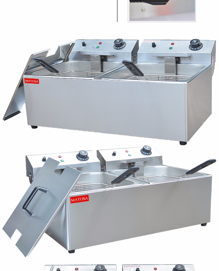 Commercial double-cylinder double-sieve electric fryer FY-11L-2A deep fryer for frying chicken wings and French fries detail image 5