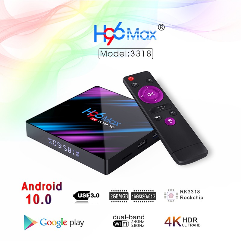 H96Max RK3318四核双wifi蓝牙4.0 安卓10.0 2/16 4/32 4/64机顶盒详情图2
