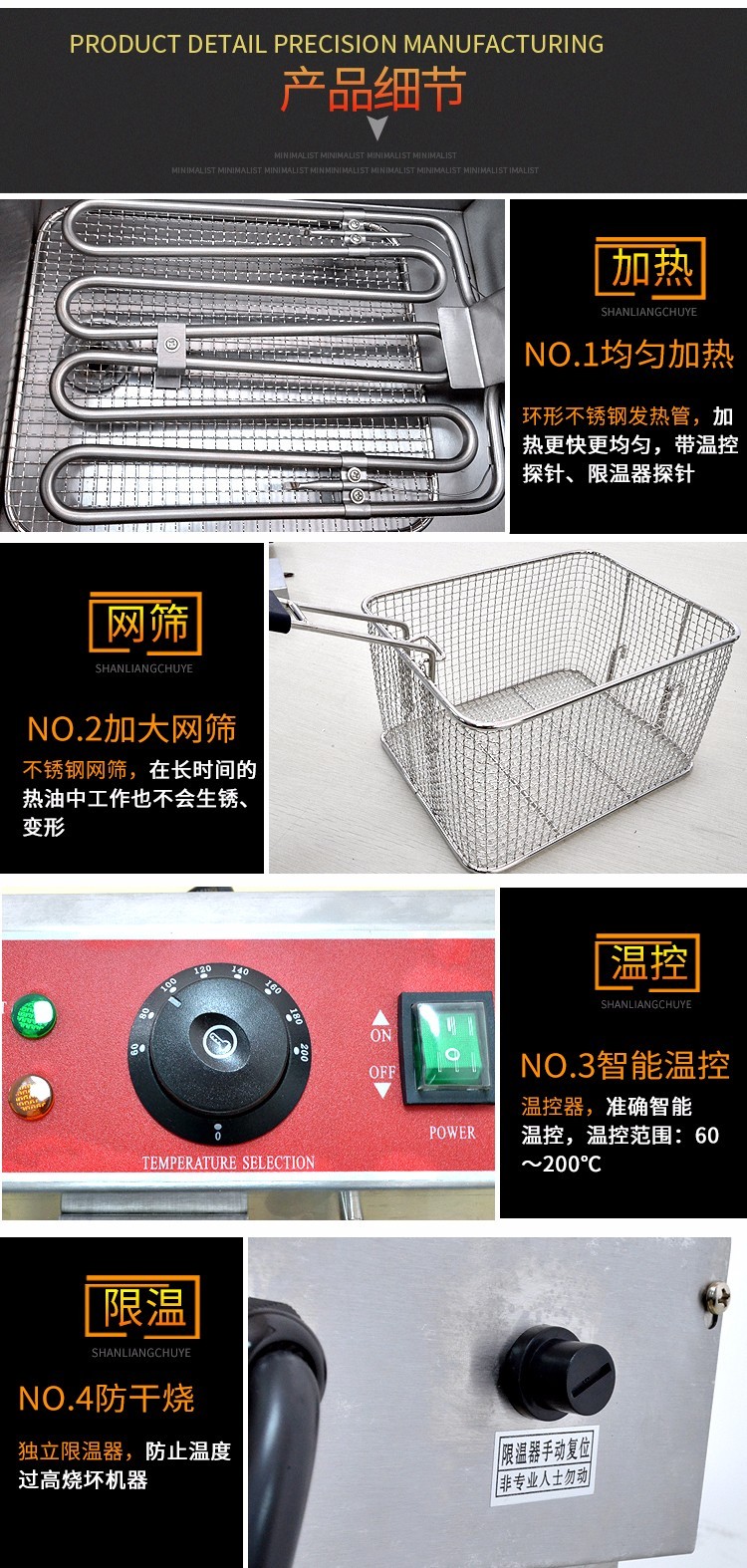 FY-13L-2 commercial double-cylinder double-sieve electric fryer for frying chicken wings, chicken legs and French fries detail image 3